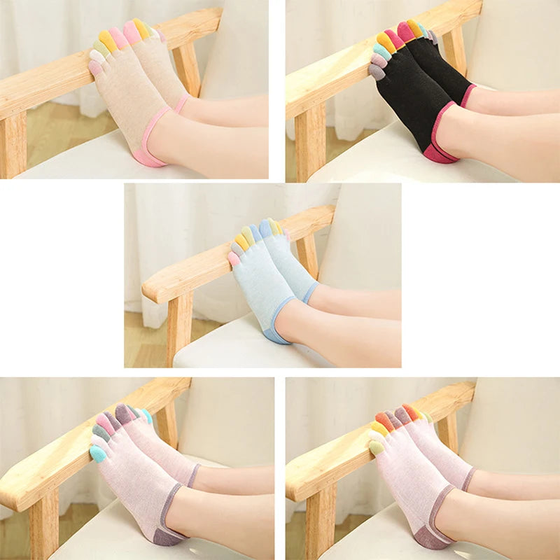 Brothock Factory direct women yoga socks cotton finger socks female color short tube breathable five toe socks cotton toe socks