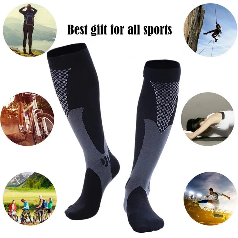 Compression Stockings Outdoor Varicose Veins Men's Women's Socks Diabetes Basketball Bicycle Sock Printed Sports Natural Walking