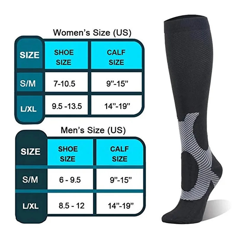 Compression Stockings Outdoor Varicose Veins Men's Women's Socks Diabetes Basketball Bicycle Sock Printed Sports Natural Walking