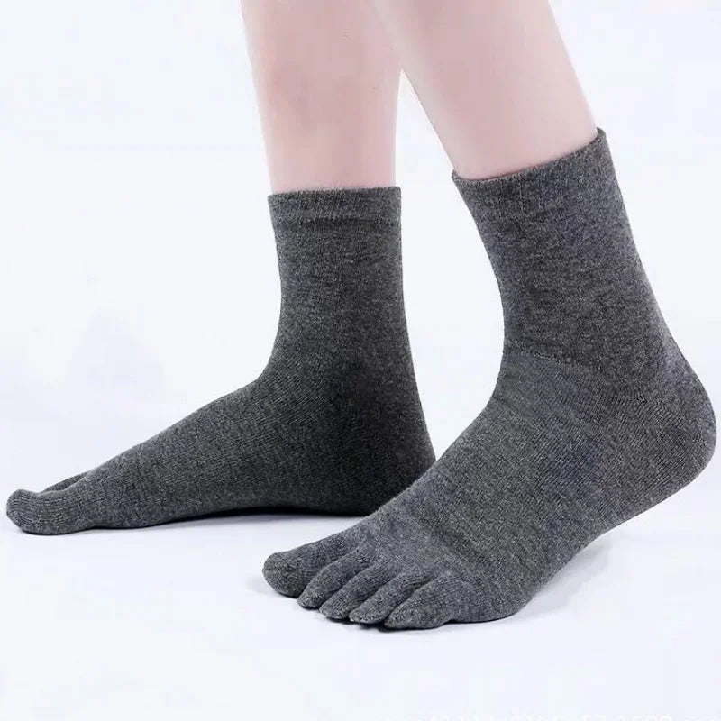 Men Women Cotton Five Fingers Socks Solid Color Black White Breathable Toe Socks Sports Running Crew Sweat Deodorant Sock