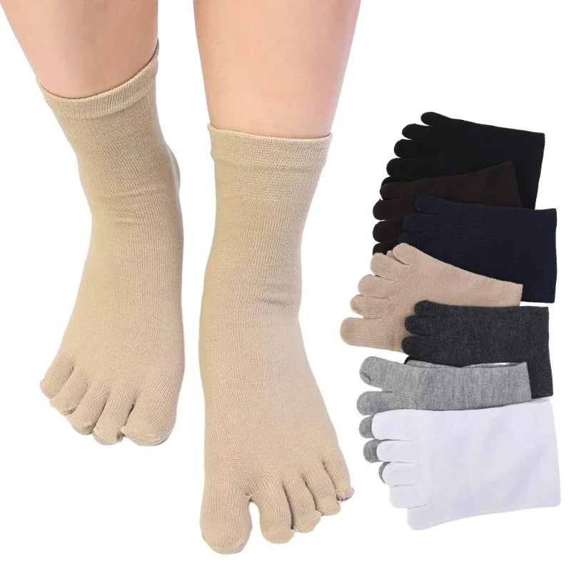 Men's Five Fingers Socks Women Solid Color Black White Breathable Split Toe Socks Harajuku Sports Running Sweat Deodorant Sock