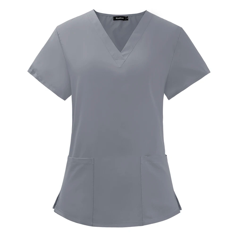 Beauty Salon Uniform Elastic Breathable Spandex Nurse Accessories Fashion Slim Fit Tops Summer Lab Overalls Scrub Clothes Women