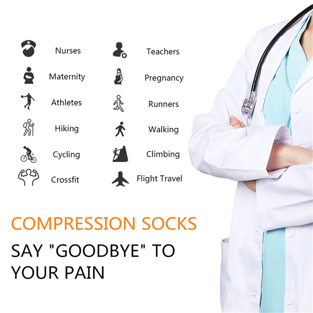 Compression Stockings Men Women Cycling Socks Edema Diabetes Varicose Veins Running Marathon Sports Compression Socks