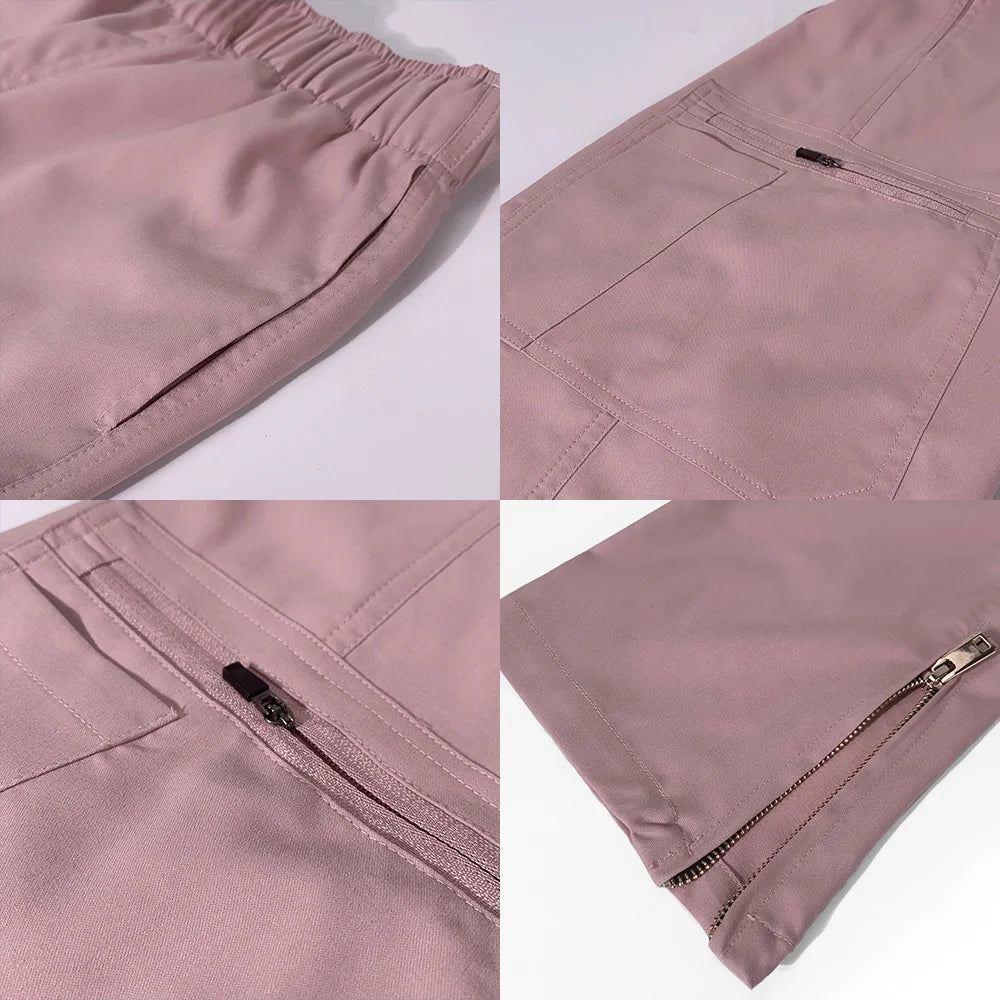 High Quality Zipper Scrubs Pants Elastic Waist Multi Pocket Work Uniform Summer Pants Dental Clinic Veterinary Fashion Pants