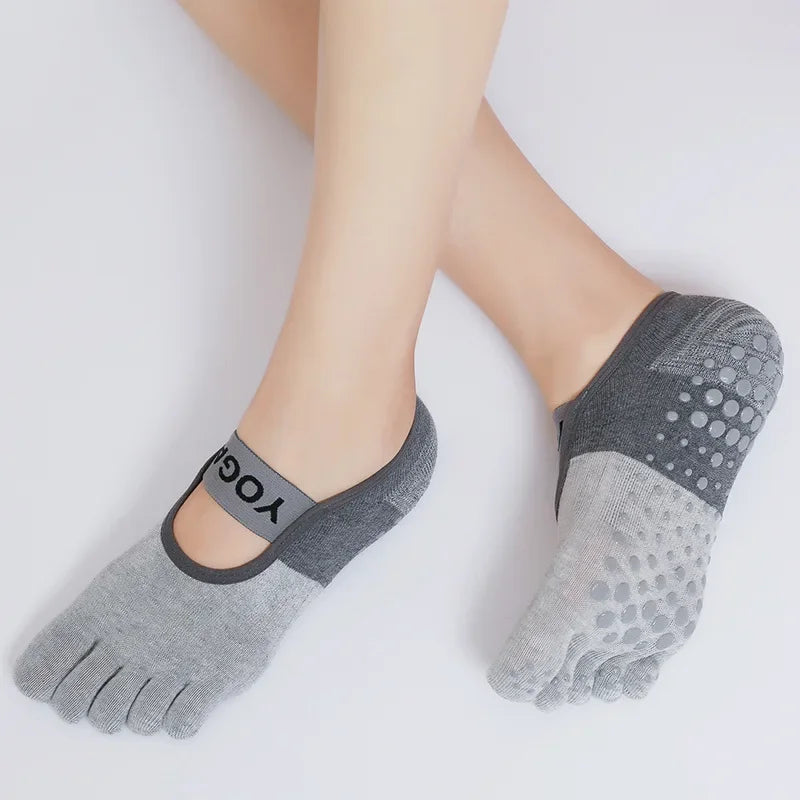 Five Fingers Yoga Socks Silicone Anti-slip Cotton Pilates Socks Women Backless Breathable Gym Fitness Running Dance Sports Socks