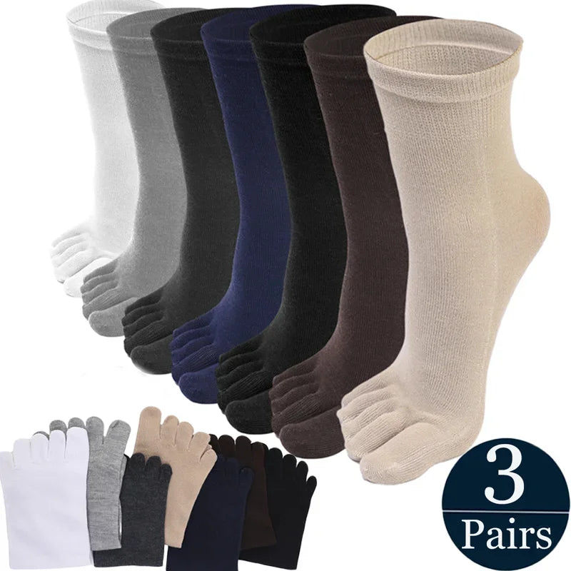 Men Women Cotton Five Fingers Socks Solid Color Black White Breathable Toe Socks Sports Running Crew Sweat Deodorant Sock