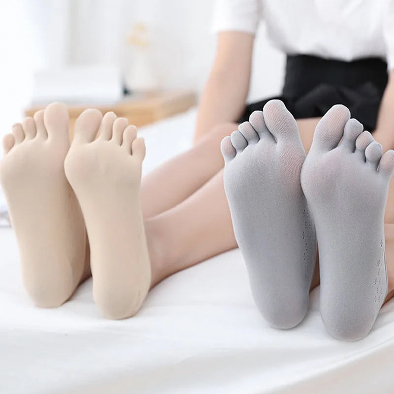 5pairs Women Socks with Fingers Breathable Summer Ultra-thin Transparent Sock Invisible Elastic Boat Socks Comfortable Boat Sox
