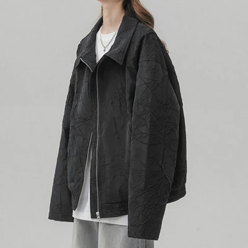 Chic Texture Solid Jackets Women Simple Ruched Loose Leisure Coats Spring Students Fashion All-match Plus Size Overcoats Ins New