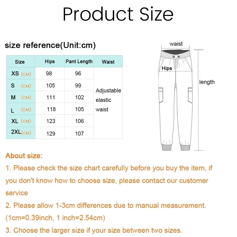 men and women Solid color Scrubs Jogger Pants Stretch Medical Dental Clinic elasticity Vet working Scrubs Bottoms XS-XXL