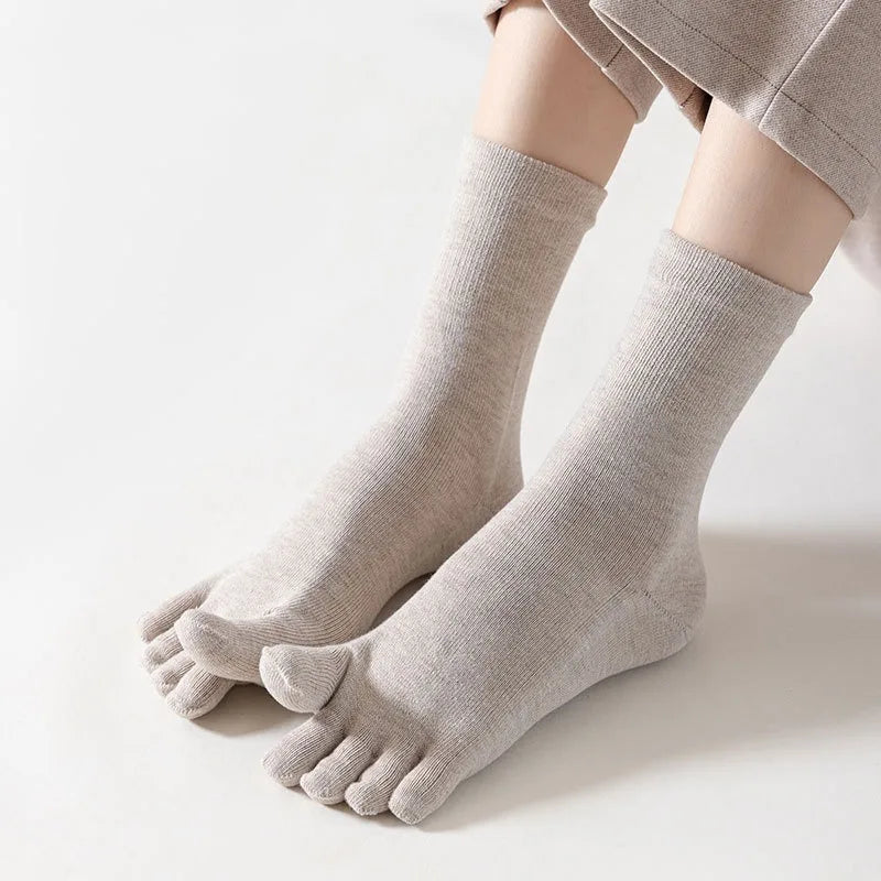 Men's Five Fingers Socks Women Solid Color Black White Breathable Split Toe Socks Harajuku Sports Running Sweat Deodorant Sock