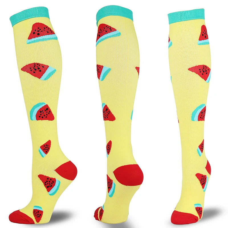 Compression Stockings Outdoor Varicose Veins Men's Women's Socks Diabetes Basketball Bicycle Sock Printed Sports Natural Walking