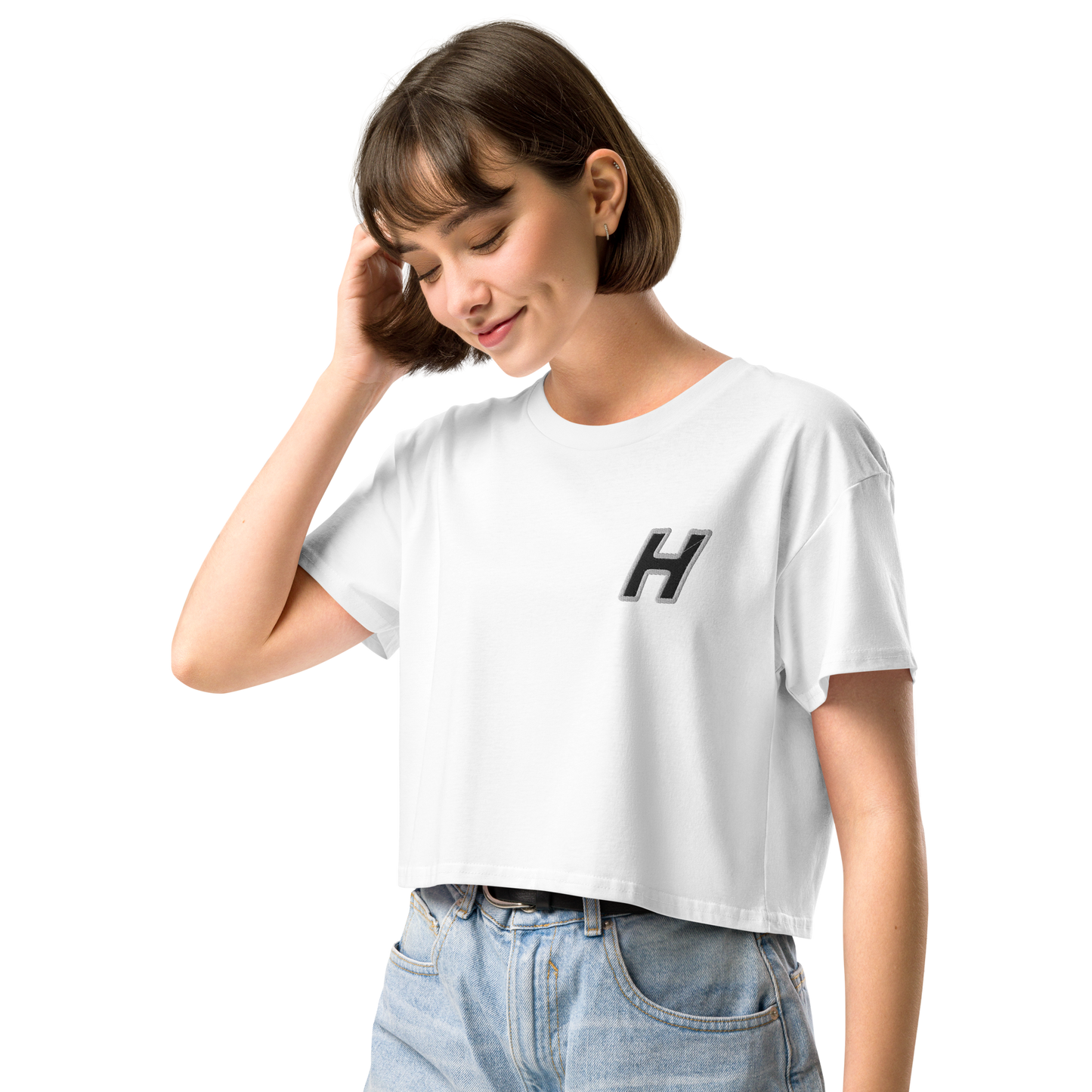 Women’s crop H Logo top - White (Two sizes Left)