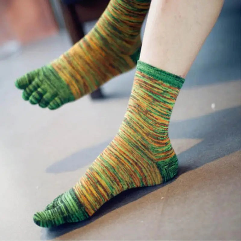 Free Size Men Women Retro Color Five Finger Toe Socks Newest Soft Cotton Blend Casual Socks Wholesale