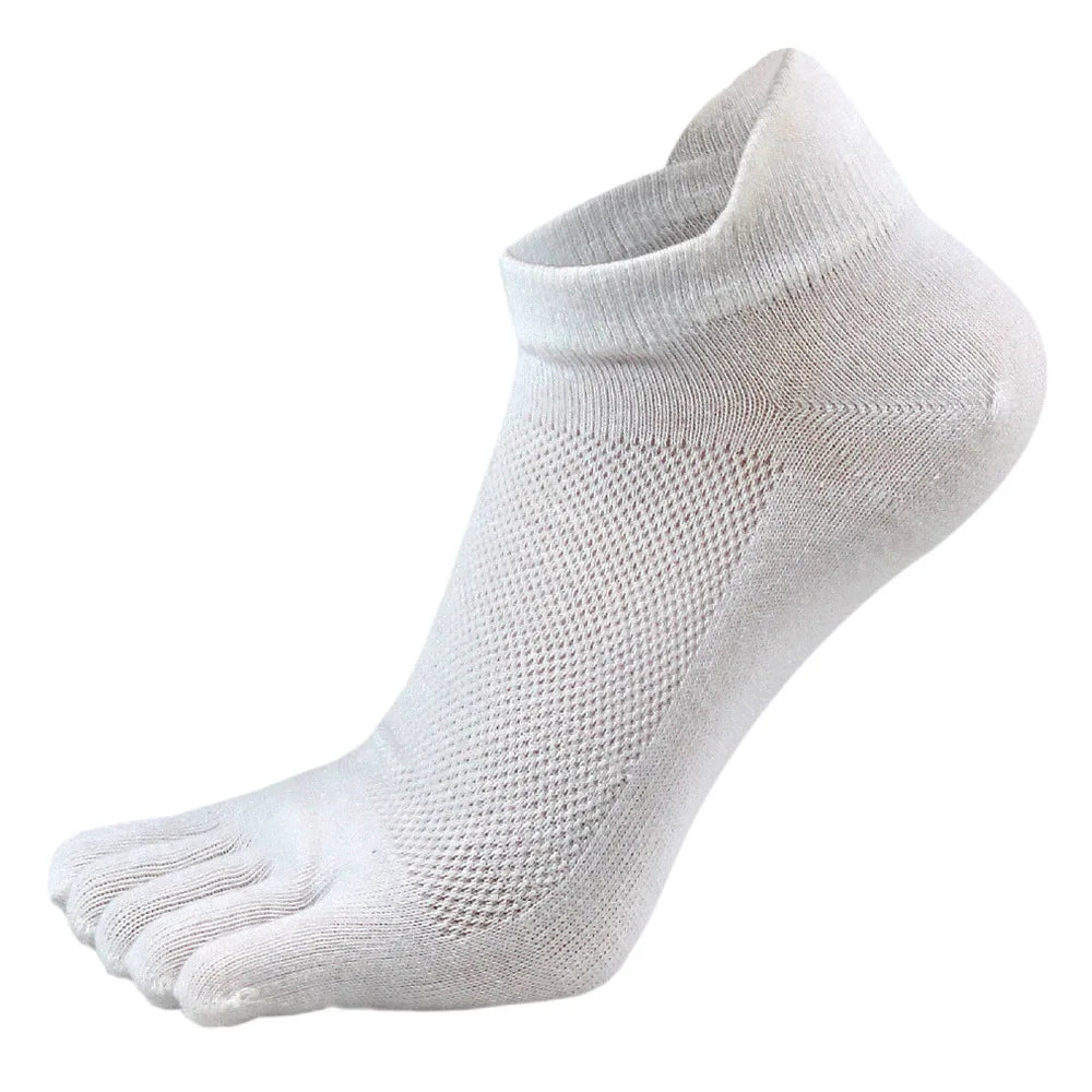 VERIDICAL Solid Pure Cotton Ankle Five Finger Socks For Man Soft Elastic Endurable Breathable Deodorant No Show Socks With Toes