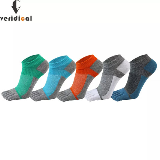 VERIDICAL Pure Cotton Five Finger Socks Mens Sports Breathable Comfortable Shaping Anti Friction Men's Socks With Toes EU 38-44