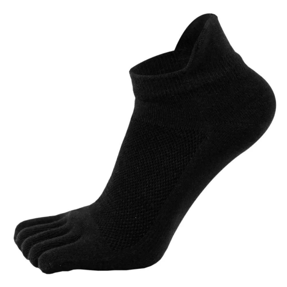 VERIDICAL Solid Pure Cotton Ankle Five Finger Socks For Man Soft Elastic Endurable Breathable Deodorant No Show Socks With Toes