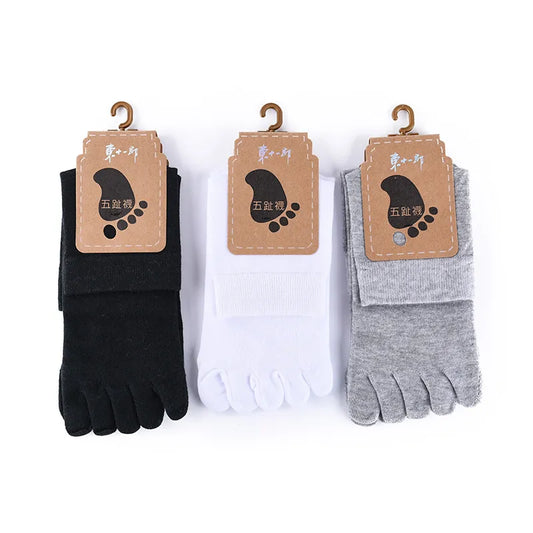 Unisex Toe Socks Men and Women Five Fingers Socks Breathable Cotton Socks Sports Running Solid Color Black White Grey happy Soks