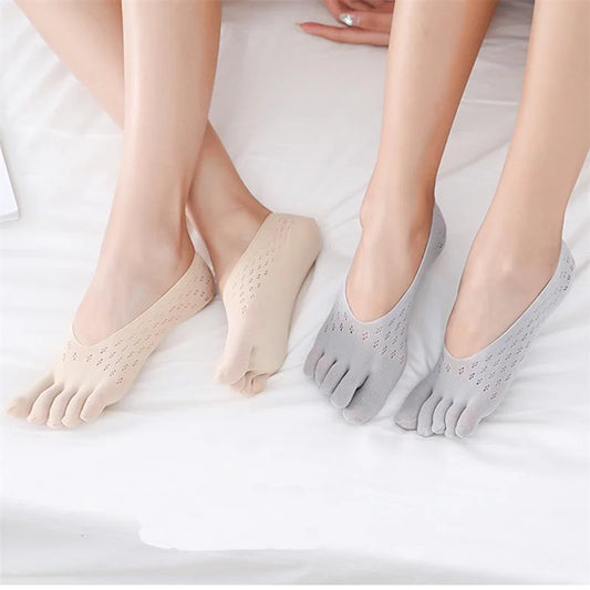 Fashion Thin Sock Slippers Women invisible Silicone Anti-skid Five Finger Socks