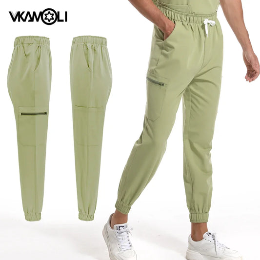 men and women Solid color Scrubs Jogger Pants Stretch Medical Dental Clinic elasticity Vet working Scrubs Bottoms XS-XXL