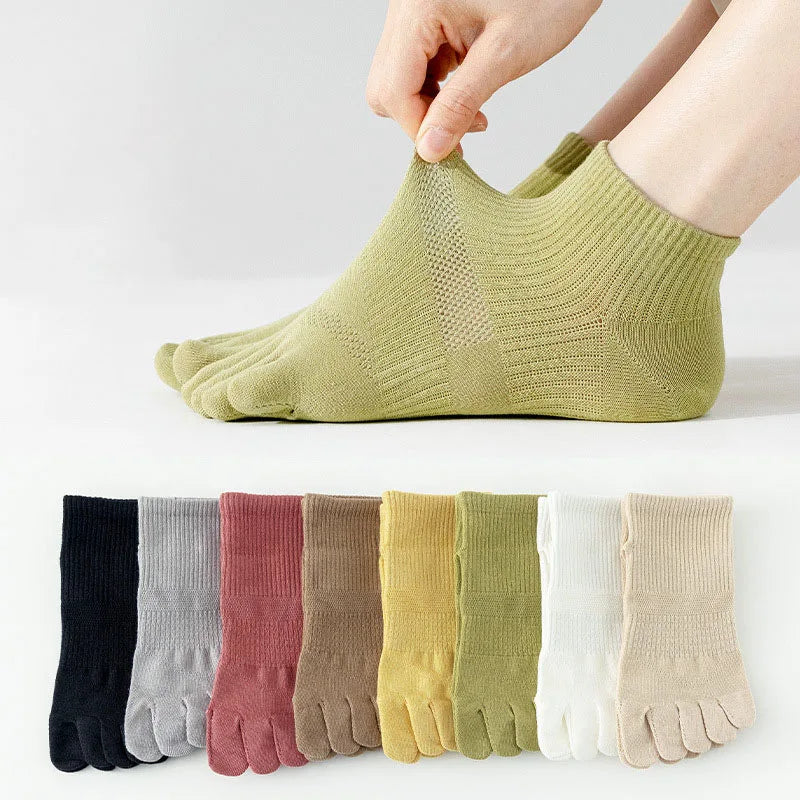 Spring Summer Sports Five-Fingered Socks Women'S Mid-Tube Cotton Sock Absorb Sweat And Deodorant Mesh Breathable Split-Toe Socks