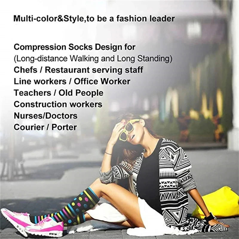 Compression Socks Medical Pregnancy Varicose Veins Diabetes Swelling Knee Socks Men Gym Outdoor Sports Marathon Mountain Cycling