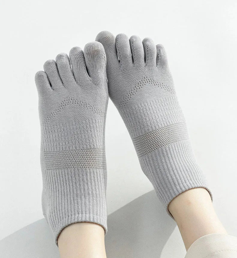 Spring Summer Sports Five-Fingered Socks Women'S Mid-Tube Cotton Sock Absorb Sweat And Deodorant Mesh Breathable Split-Toe Socks