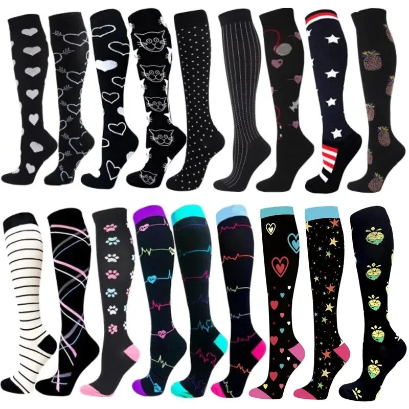 Compression Socks Medical Pregnancy Varicose Veins Diabetes Swelling Knee Socks Men Gym Outdoor Sports Marathon Mountain Cycling