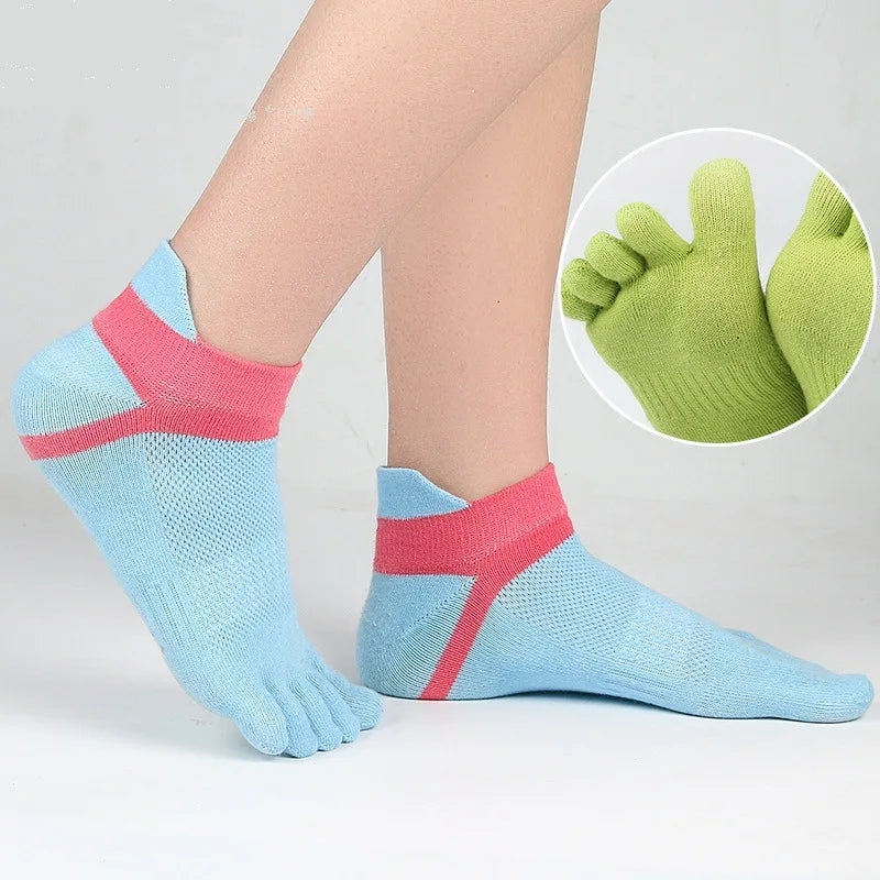 Summer 5 Finger No Show Socks Woman Girl Cotton Bright Color Mesh Breathable Deodorant Invisible Toes Harajuku Socks Fashion