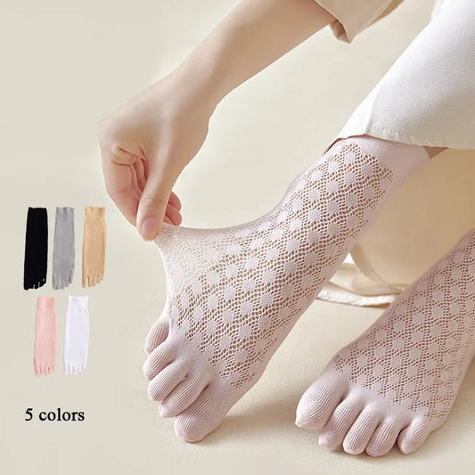 Summer Women Girls Five Finger Socks 1 Pair Ultra Thin Breathable Solid Color Toe Socks With 5 Toe Short Deodorant Foot Socks