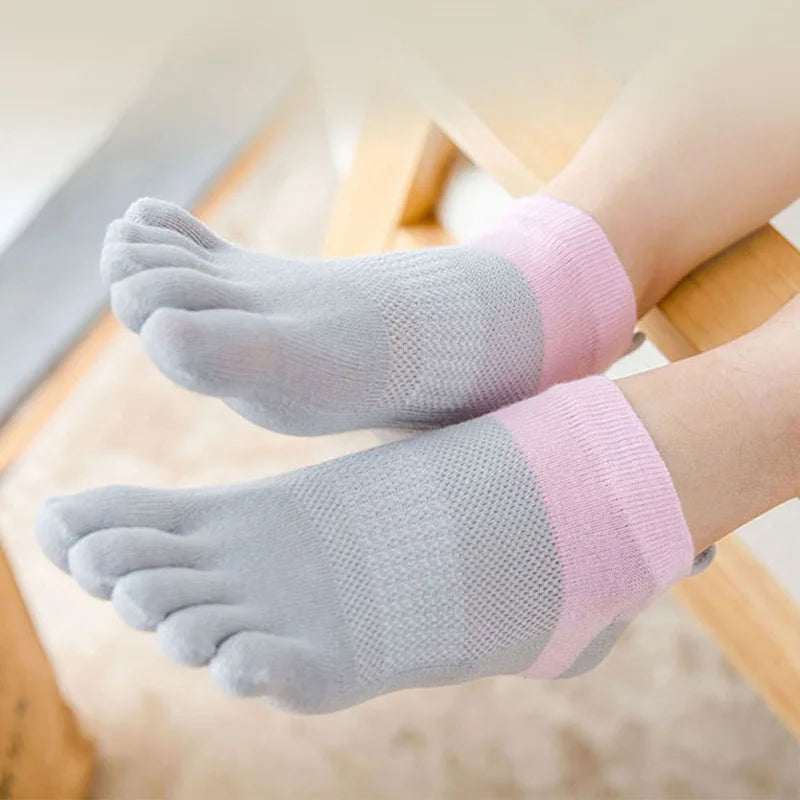 Summer 5 Finger No Show Socks Woman Girl Cotton Bright Color Mesh Breathable Deodorant Invisible Toes Harajuku Socks Fashion